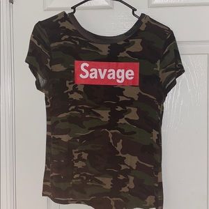 Savages army print shirt
